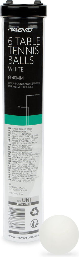 Avento tafeltennisballen - 6 stuks - pp - wit