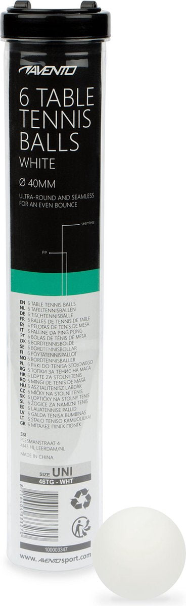 Avento tafeltennisballen - 6 stuks - pp - wit