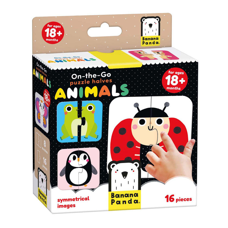 Load image into Gallery viewer, Banana panda - on-the-go puzzel halve dieren - 16st.
