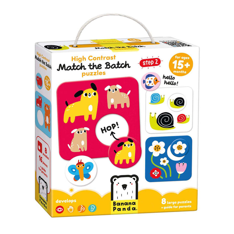 Load image into Gallery viewer, Banana panda - hoog contrast puzzel zoek dezelfde - 8dlg.
