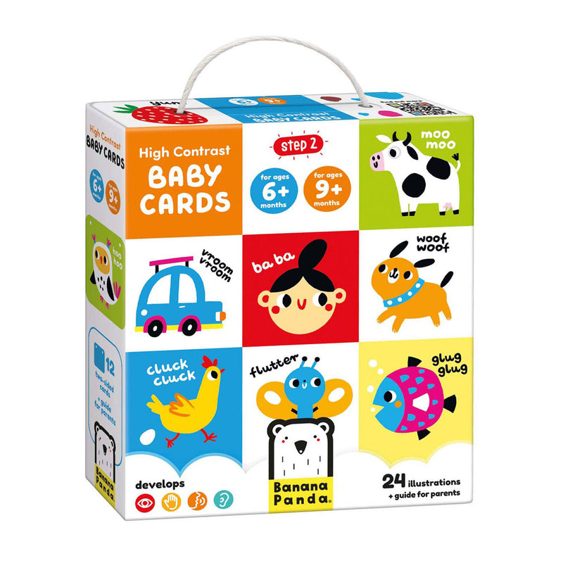 Load image into Gallery viewer, Banana panda - hoog contrast babykaarten 6m+ 9m+ - 24st.
