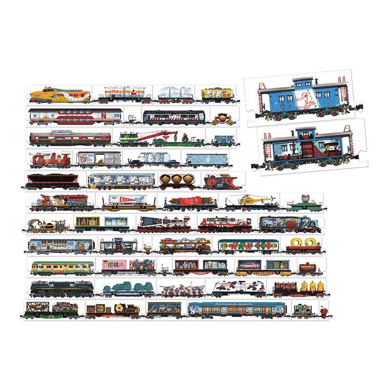 Afbeelding laden in galerijviewer, Banana panda puzzel trein speelgoed - mix and match treinen 54 stukjes.
