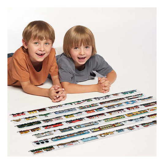 Banana panda puzzel trein speelgoed - mix and match treinen 54 stukjes.