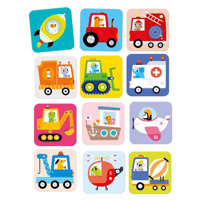 Load image into Gallery viewer, Banana panda - grote memory spel voertuigen - 24st.
