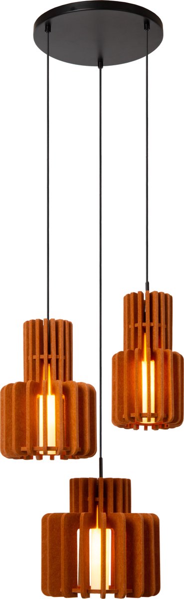 Lucide rollo - hanglamp - 3xe27 - terracotta - japandi