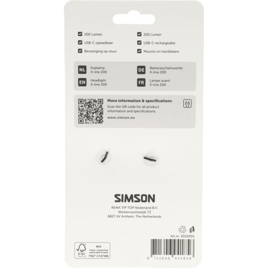 Simson koplamp aurora x-line 200 - usb-c oplaadbaar