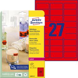 Avery multifunctionele etiketten rood 675 stuks