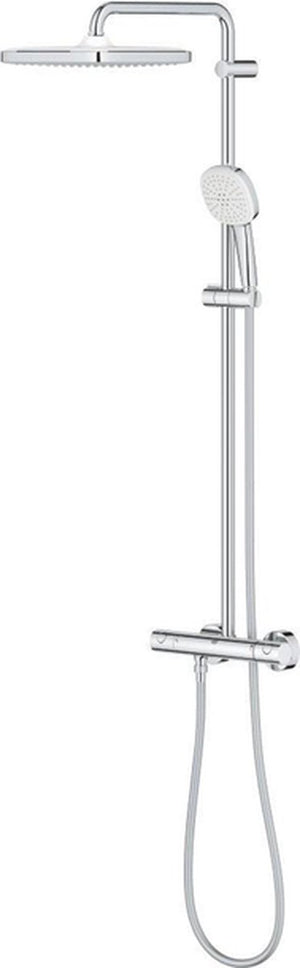 Grohe tempesta 250 cube regendoucheset - hoofddouche 25cm - vierkante handdouche - 2 straalsoorten - met thermostaatkraan - chroom