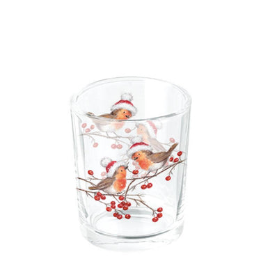 Ambiente theelichthouder christmas robins white