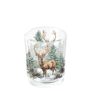 Ambiente theelichthouder winter stag white dia.5,5x6.6cm glas