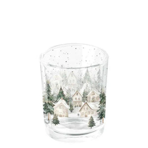 Ambiente theelichthouder snowy houses dia.5,5x6.6cm glas