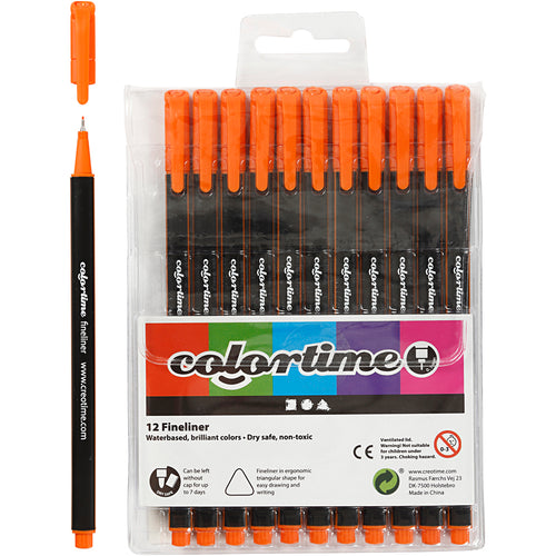Colortime fineliners, lijndikte 0,6-0,7 mm, oranje, 12 stuk 1 doos