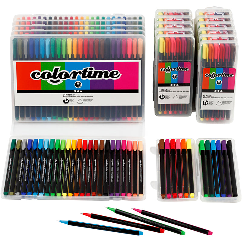 Load image into Gallery viewer, Creativ company https: www.cchobby.nl colortime-fineliners-lijndikte-0-6-0-7-mm-diverse-kleuren-18-doos-1-doos
