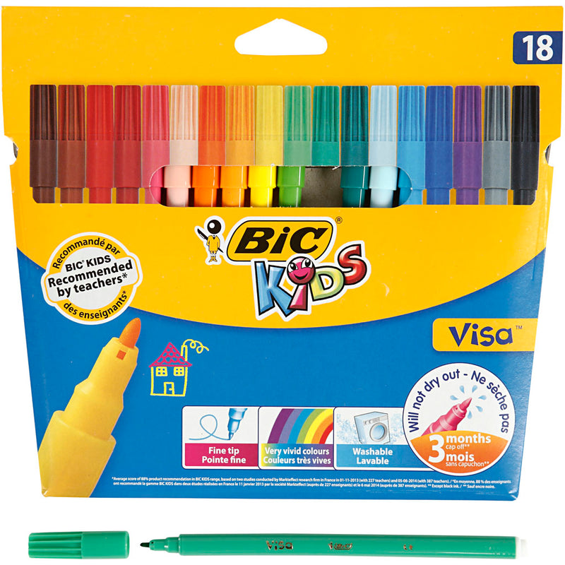 Afbeelding laden in galerijviewer, Viltstiften bic visa kids kleurenassortiment 18st
