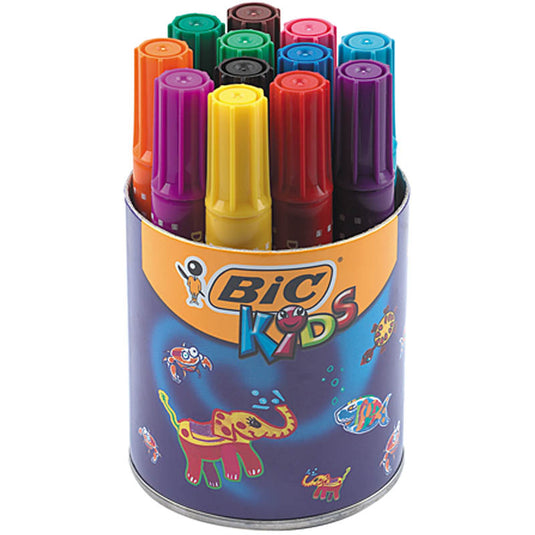 Bic decoralo jumbo markers, lijndikte 4 mm, diverse kleuren, 12 stuk 1 doosje