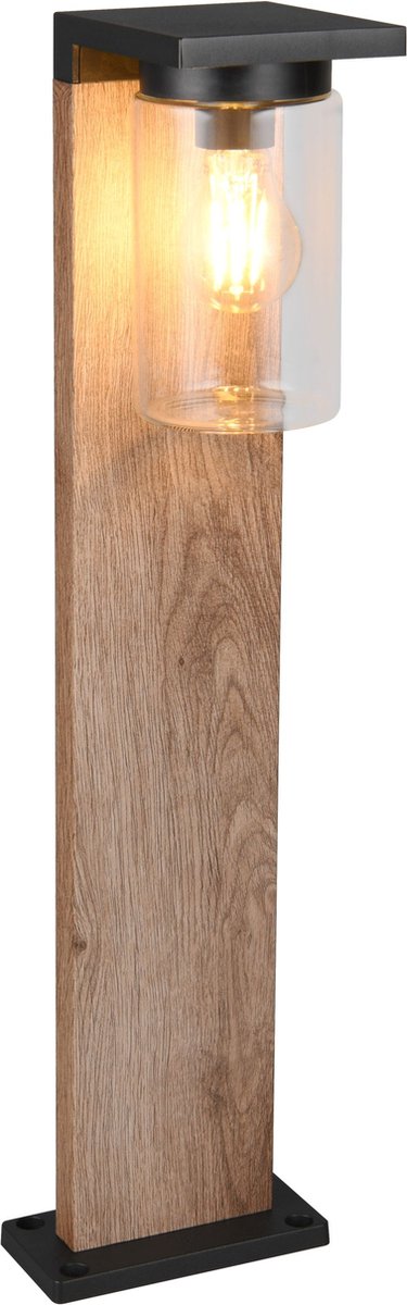 Trio ardila - paalverlichting - hout element - excl. 1x e27 4w - schemersensor - buitenverlichting - ip44