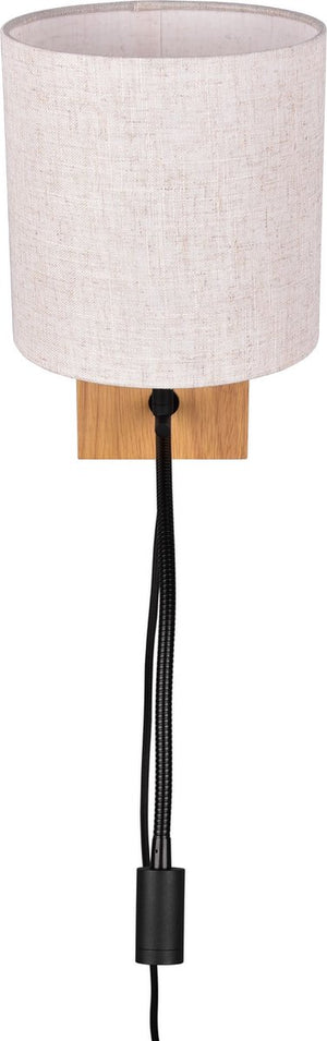 Trio nilam wand lamp met leeslamp - hout naturel - ecru kap
