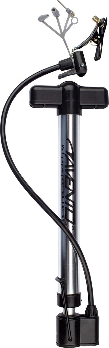Avento multifunctionele pomp met drukmeter - fietspomp - staande pomp - aluminium - incl. 3 opzetstukken