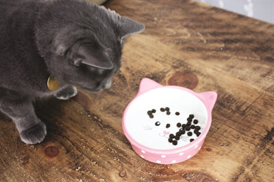Load image into Gallery viewer, Happy pet voerbak kat polka roze creme
