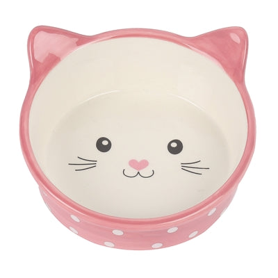 Load image into Gallery viewer, Happy pet voerbak kat polka roze creme

