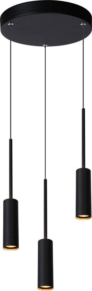 Lucide tubule - hanglamp - ø 26 cm - led - 3x7w 2700k - zwart