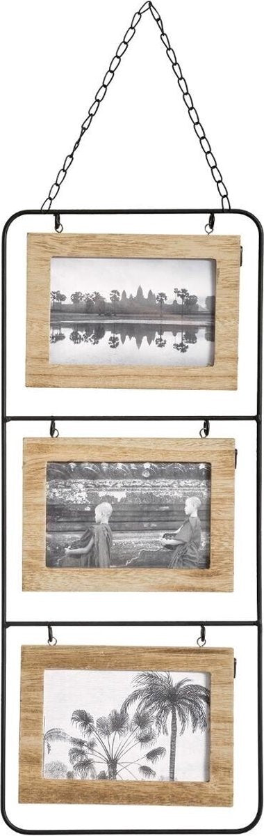 Atmosphera muurfotlijst 3 fotos hout mdf (52 x 22 cm)