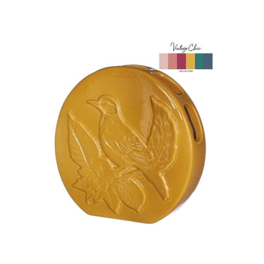 Ideas 4 seasons vaas bird mosterd ã˜6x20x20cm