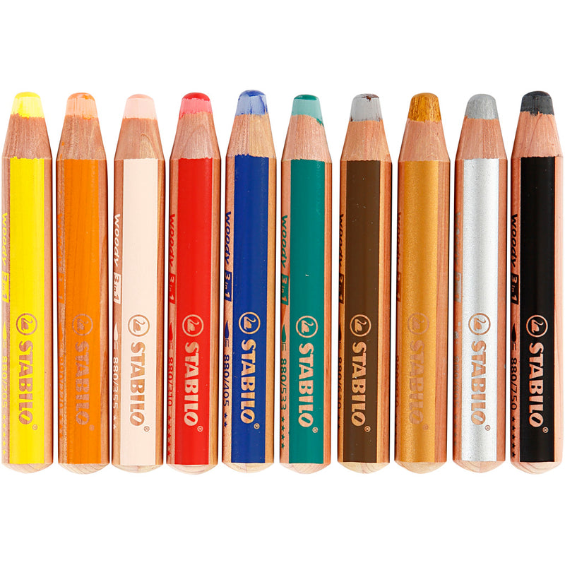 Load image into Gallery viewer, Stabilo https: www.cchobby.nl woody-3-in-1-l-11-cm-dikte-16-mm-vulling-10-mm-diverse-kleuren-10-stuk-1-doos
