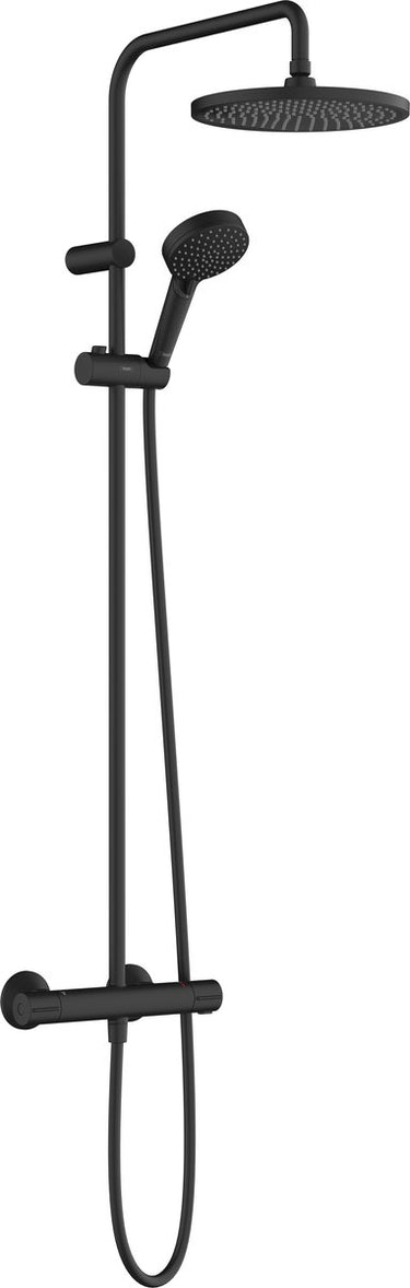 Hansgrohe vernis blend - showerpipe - ecosmart waterbesparend - 240mm maat - 1 straalfunctie - mat zwart - met thermostaat