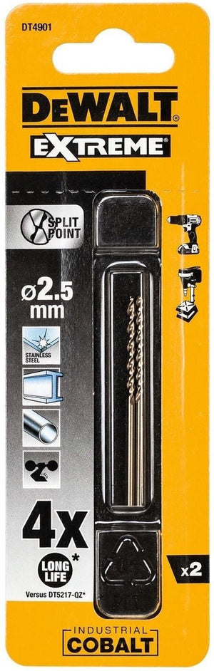 Dewalt dt4901 industrial cobalt boor hss 2.5mm 2 stuks
