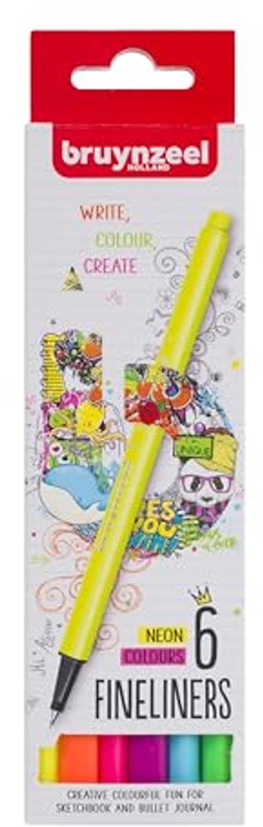 Afbeelding laden in galerijviewer, Bruynzeel fineliner set neon 6 kleuren
