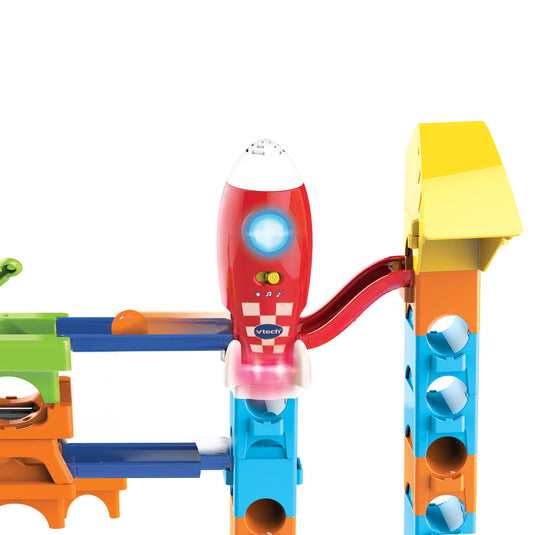 Vtech marble rush rocket set elektronisch m100e knikkerbaan - 79 onderdelen - incl. 10 knikkers met licht- en geluidseffecten - cadeau - speelgoed 3 tot 12 jaar