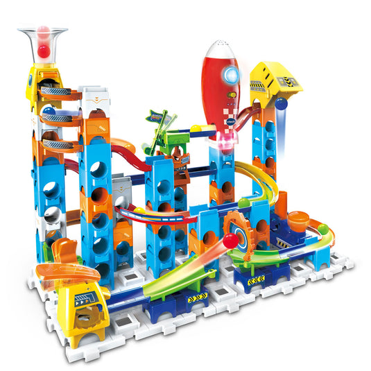 Vtech marble rush rocket set elektronisch m100e knikkerbaan - 79 onderdelen - incl. 10 knikkers met licht- en geluidseffecten - cadeau - speelgoed 3 tot 12 jaar