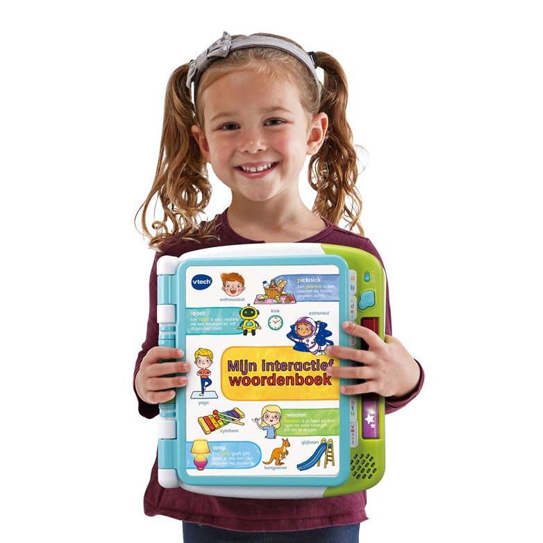 Load image into Gallery viewer, VTech Kinderboek Mijn interactief Woordenboek wit blauw groen
