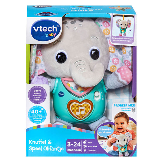 Vtech knuffel en speel olifantje grijs