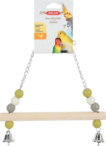 Load image into Gallery viewer, Zolux Schommel hout met kralen 2 bellen ketting
