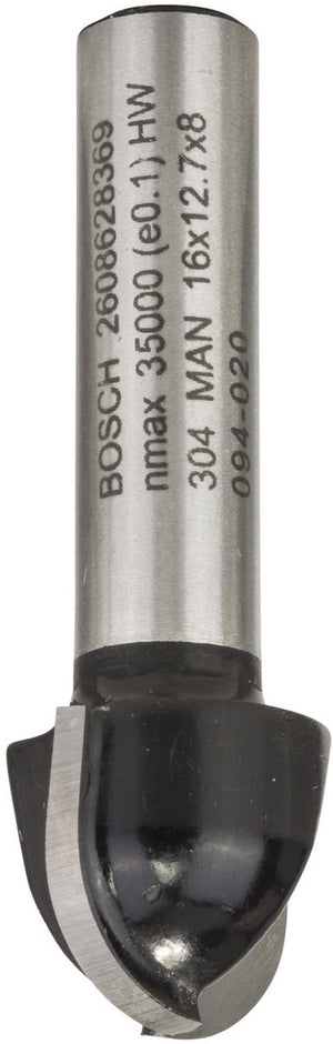 Bosch - halfrondprofielfrezen 8 mm, r1 8 mm, d 16 mm, l 12,7 mm, g 45 mm