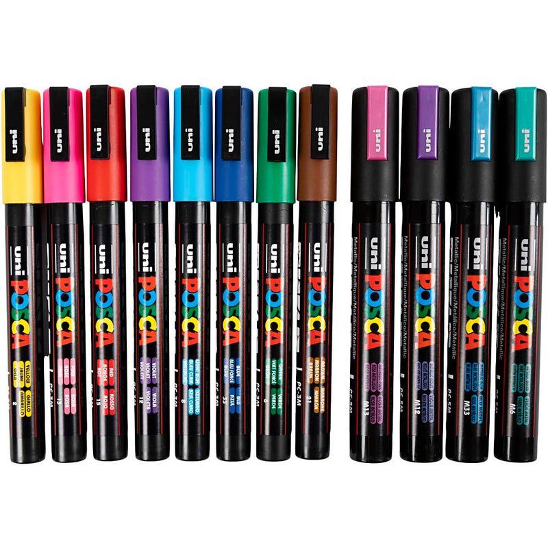 Load image into Gallery viewer, Https: www.cchobby.nl posca-marker-afm-pc-5m-pc-3m-lijndikte-0-9-1-3-2-5-mm-diverse-kleuren-12-div-1-doos

