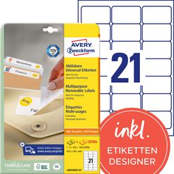 Merkloos sans marque herkleefbare etiketten avery zweckform l6023-25 wit