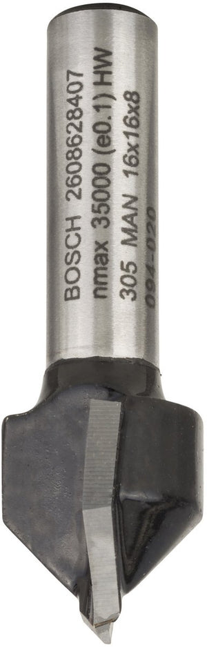 Bosch - v-groeffrezen 8 mm, d1 16 mm, l 16 mm, g 45 mm, 90°