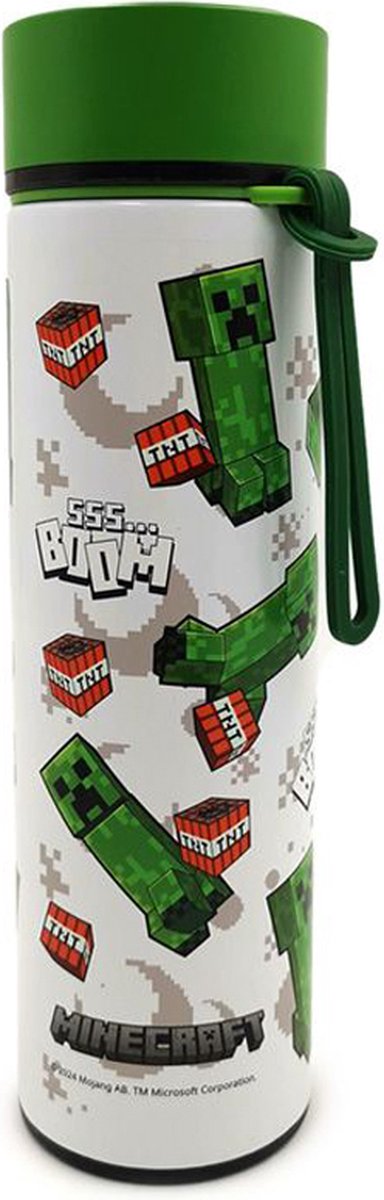 Puckator minecraft -creeper - boom - thermosfles - 450ml - thermometer - drinkbeker