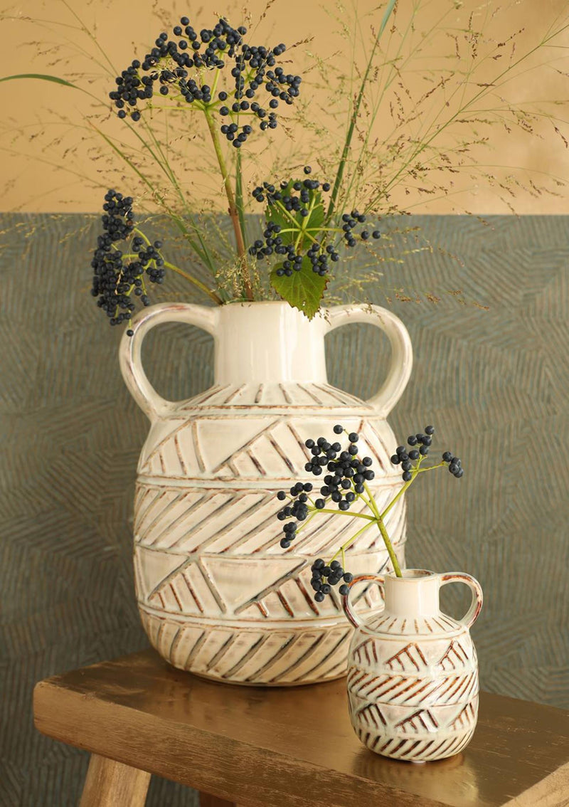 ギャラリービューアに画像をロードする, Ideas 4 seasons vaas bali keramiek 25x23x30 cm creme
