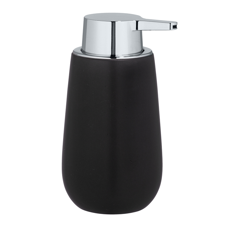 Afbeelding laden in galerijviewer, Wenko zeepdispenser badi zwart mat keramiek 320ml - zeeppompje vrijstaand en navulbaar - badkamer toilet keuken
