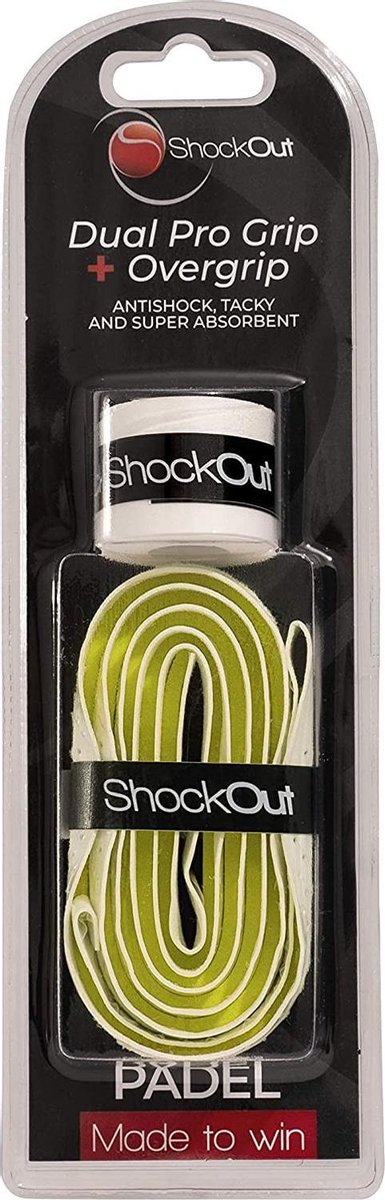 Shock out shockout dual pro grip + overgrip padel | wit geel