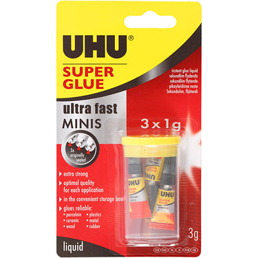 Creativ company uhu secondelijm transparant 1 gram 3 stuks