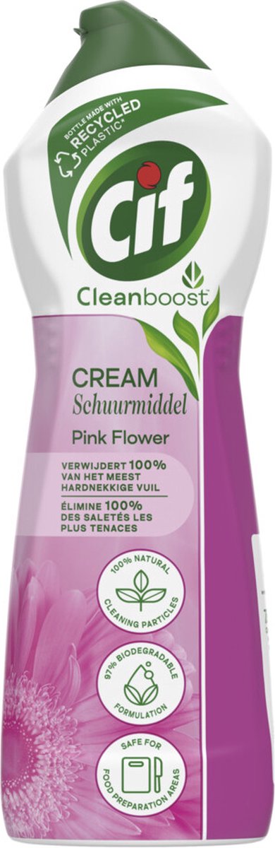 Merkloos sans marque cif - schuurmiddel - 750ml - cream - pink flower