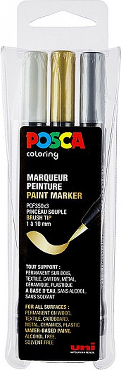 Posca stiften set pcf350 wit zilver goud