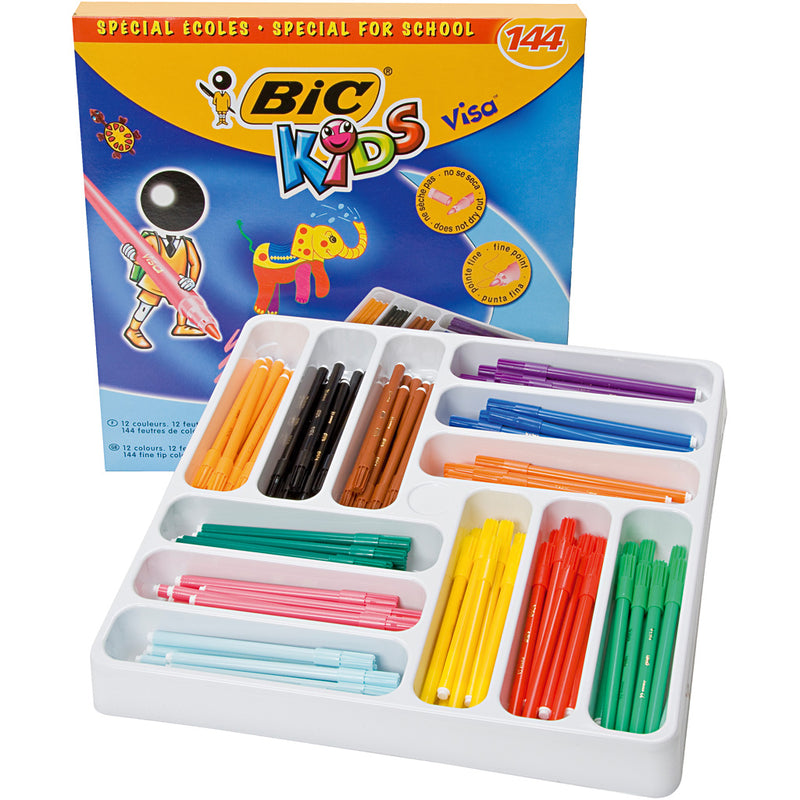 Load image into Gallery viewer, Bic https: www.cchobby.nl -visa-fijne-stift-lijndikte-0-7-mm-diverse-kleuren-12x12-stuk-144-stuk-1-doos
