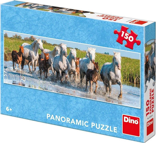 Dinotoys dino puzzel - panorama van paarden in het water - 150 stukjes