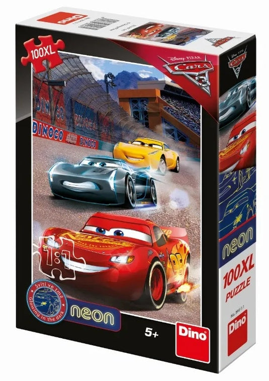 Dinotoys dino puzzel - glow in the dark cars - 100 xl stukjes